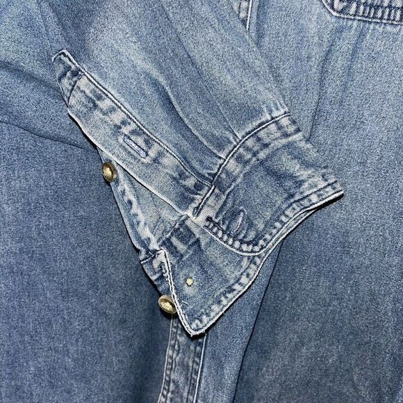 VTG Winchester Denim Button Down Shirt Men’s Sz XL Blue Collared Long Sleeve - Picture 6 of 16